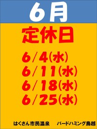 6月度　定休日